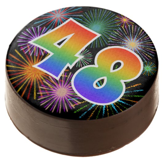 Fun Fireworks, Rainbow Pattern "48" Event # Chocolate Covered Oreo (Angled)