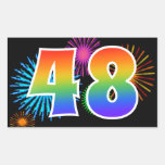[ Thumbnail: Fun Fireworks + Rainbow Pattern "48" Event Number Sticker ]