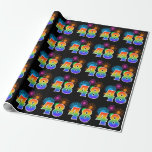 [ Thumbnail: Fun Fireworks + Rainbow Pattern "48" Event Number Wrapping Paper ]