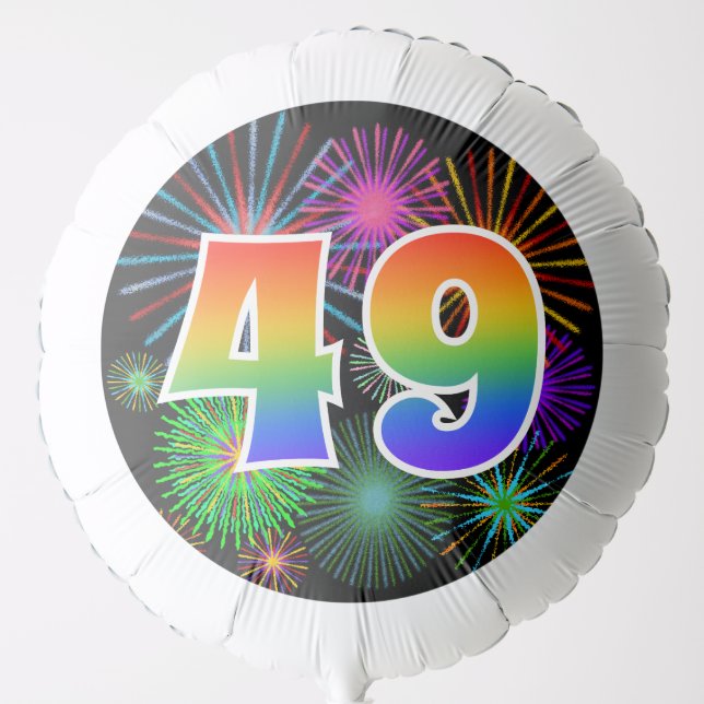 Fun Fireworks + Rainbow Pattern "49" Event # Balloon (Front)