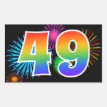 [ Thumbnail: Fun Fireworks + Rainbow Pattern "49" Event Number Sticker ]