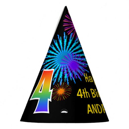 Fun Fireworks  Rainbow Pattern 4 Birthday  Party Hat