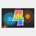 [ Thumbnail: Fun Fireworks + Rainbow Pattern "4" Event Number Sticker ]