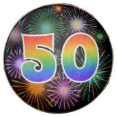 Fun Fireworks, Rainbow Pattern "50" Event # Chocolate Covered Oreo (Front)