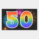 [ Thumbnail: Fun Fireworks + Rainbow Pattern "50" Event Number Sticker ]