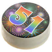 Fun Fireworks, Rainbow Pattern "51" Event # Chocolate Covered Oreo (Angled)