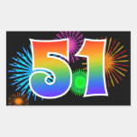 [ Thumbnail: Fun Fireworks + Rainbow Pattern "51" Event Number Sticker ]