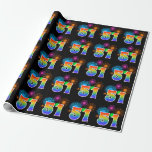 [ Thumbnail: Fun Fireworks + Rainbow Pattern "51" Event Number Wrapping Paper ]