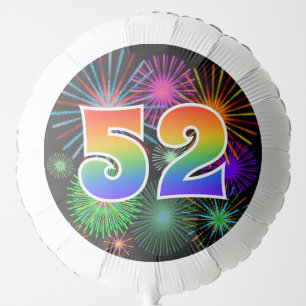 Fun Fireworks + Rainbow Pattern "52" Event # Balloon