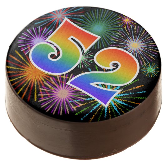 Fun Fireworks, Rainbow Pattern "52" Event # Chocolate Covered Oreo (Angled)
