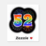 [ Thumbnail: Fun Fireworks + Rainbow Pattern "52" Event # Sticker ]