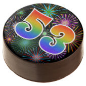 Fun Fireworks, Rainbow Pattern "53" Event # Chocolate Covered Oreo (Angled)