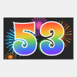 [ Thumbnail: Fun Fireworks + Rainbow Pattern "53" Event Number Sticker ]