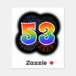[ Thumbnail: Fun Fireworks + Rainbow Pattern "53" Event # Sticker ]