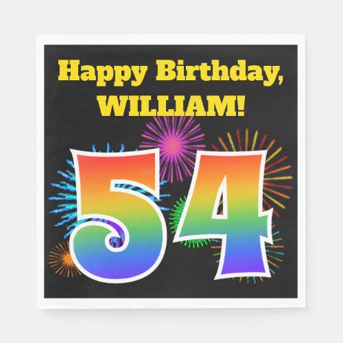 Fun Fireworks  Rainbow Pattern 54 Birthday  Napkins