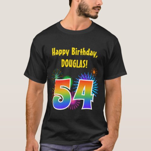 Fun Fireworks  Rainbow Pattern 54 Birthday  T_Shirt