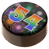 Fun Fireworks, Rainbow Pattern "54" Event # Chocolate Covered Oreo (Angled)