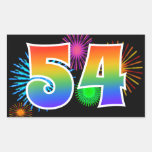 [ Thumbnail: Fun Fireworks + Rainbow Pattern "54" Event Number Sticker ]