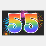 [ Thumbnail: Fun Fireworks + Rainbow Pattern "55" Event Number Sticker ]