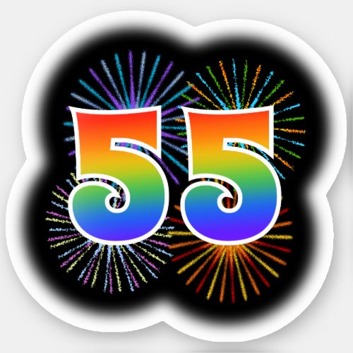 Fun Fireworks  Rainbow Pattern 55 Event  Sticker