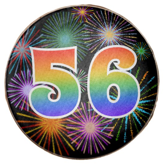 Fun Fireworks, Rainbow Pattern "56" Event # Chocolate Covered Oreo (Front)