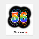 [ Thumbnail: Fun Fireworks + Rainbow Pattern "56" Event # Sticker ]