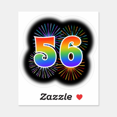 Fun Fireworks  Rainbow Pattern 56 Event  Sticker