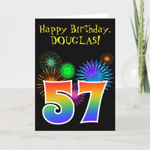 Fun Fireworks  Rainbow Pattern 57 Birthday  Card