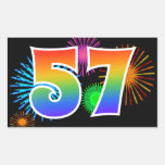 [ Thumbnail: Fun Fireworks + Rainbow Pattern "57" Event Number Sticker ]