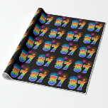 [ Thumbnail: Fun Fireworks + Rainbow Pattern "57" Event Number Wrapping Paper ]