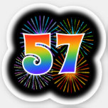 [ Thumbnail: Fun Fireworks + Rainbow Pattern "57" Event # Sticker ]