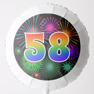 Fun Fireworks + Rainbow Pattern "58" Event # Balloon