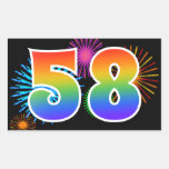 [ Thumbnail: Fun Fireworks + Rainbow Pattern "58" Event Number Sticker ]