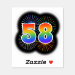 [ Thumbnail: Fun Fireworks + Rainbow Pattern "58" Event # Sticker ]