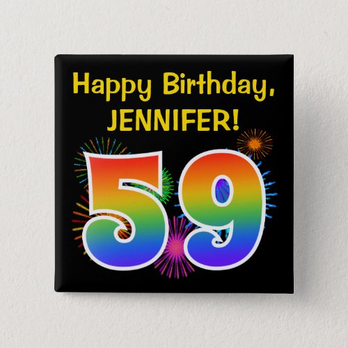 Fun Fireworks  Rainbow Pattern 59 Birthday  Button