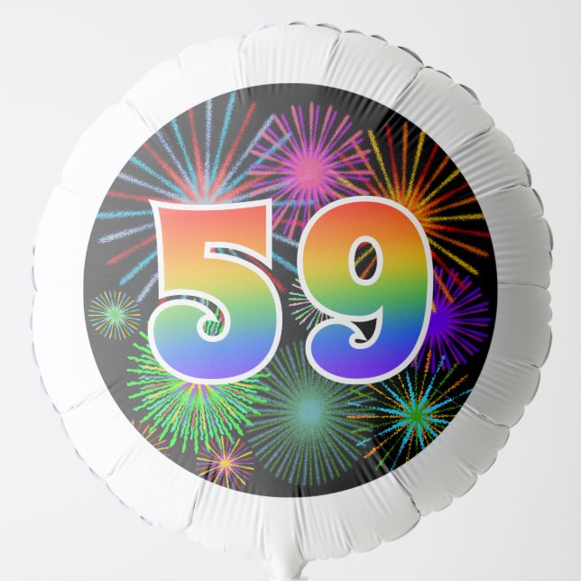 Fun Fireworks + Rainbow Pattern "59" Event # Balloon (Front)