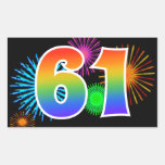 [ Thumbnail: Fun Fireworks + Rainbow Pattern "61" Event Number Sticker ]