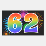 [ Thumbnail: Fun Fireworks + Rainbow Pattern "62" Event Number Sticker ]