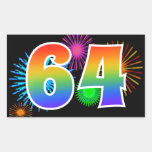 [ Thumbnail: Fun Fireworks + Rainbow Pattern "64" Event Number Sticker ]