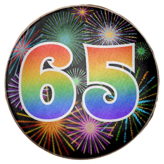 Fun Fireworks, Rainbow Pattern "65" Event # Chocolate Covered Oreo (Front)