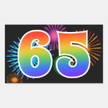 [ Thumbnail: Fun Fireworks + Rainbow Pattern "65" Event Number Sticker ]