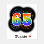 [ Thumbnail: Fun Fireworks + Rainbow Pattern "65" Event # Sticker ]