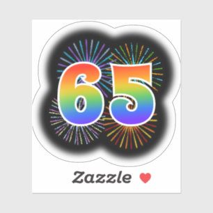 Fun Fireworks + Rainbow Pattern "65" Event # Sticker
