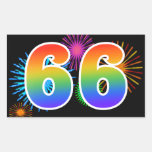 [ Thumbnail: Fun Fireworks + Rainbow Pattern "66" Event Number Sticker ]