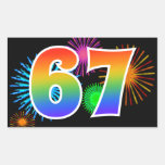 [ Thumbnail: Fun Fireworks + Rainbow Pattern "67" Event Number Sticker ]