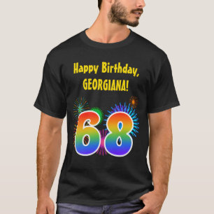 Fun Fireworks + Rainbow Pattern "68" Birthday # T-Shirt