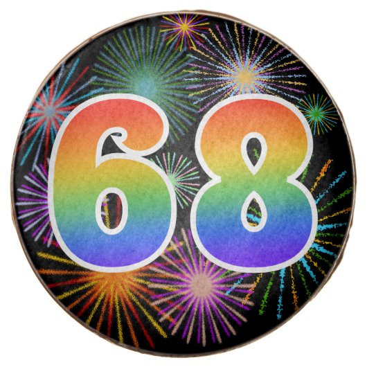 Fun Fireworks, Rainbow Pattern "68" Event # Chocolate Covered Oreo (Front)