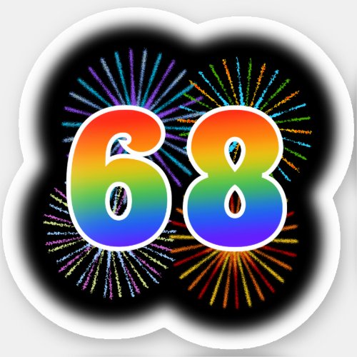 Fun Fireworks  Rainbow Pattern 68 Event  Sticker