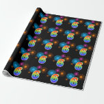 [ Thumbnail: Fun Fireworks + Rainbow Pattern "6" Event Number Wrapping Paper ]