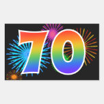 [ Thumbnail: Fun Fireworks + Rainbow Pattern "70" Event Number Sticker ]